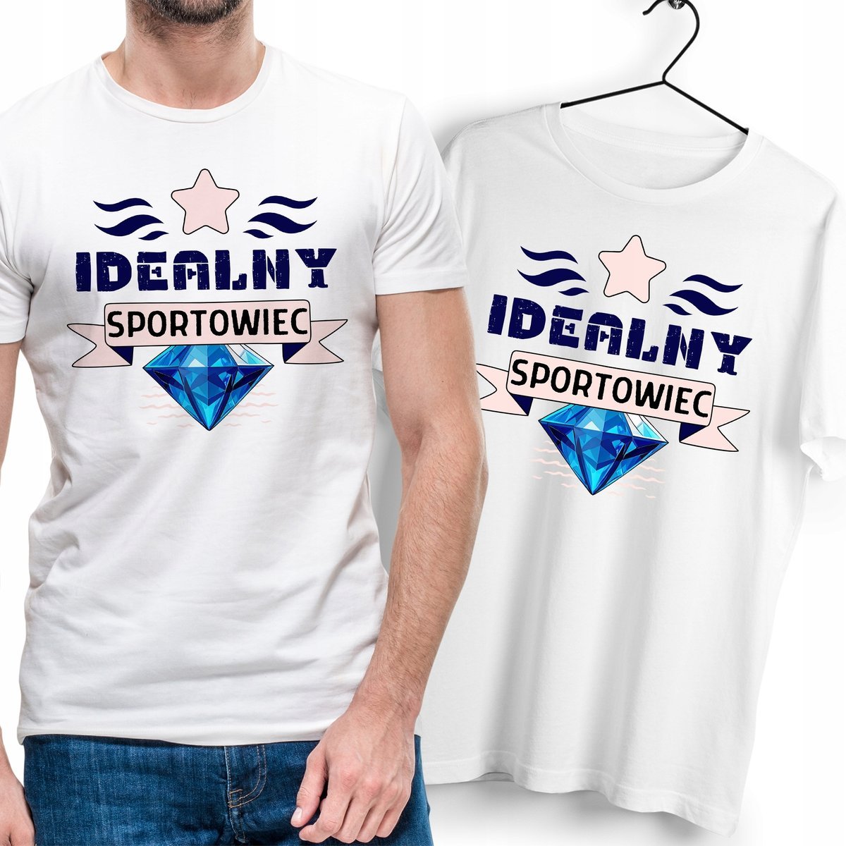 T-Shirt Dla Sportowca biały Na Prezent z Dowolnym Nadrukiem Zdjęciem Gift