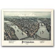 Plakaty - Retro plakat Mapa Pittsburghu w Pensylwanii A3 - miniaturka - grafika 1