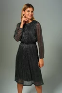 Sukienki - Szyfonowa sukienka z połyskującą nitką, czarna - Greenpoint - miniaturka - grafika 1