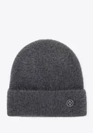 Czapki damskie - Damska czapka zimowa z miękkiej dzianiny szara - miniaturka - grafika 1