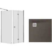 Kabiny prysznicowe - Zestaw Roca Capital kabina prysznicowa 80x80 cm kwadratowa MaxiClean z brodzikiem Terran cafe (AM4508012M, AM4408012M, AP10332032001660) - miniaturka - grafika 1