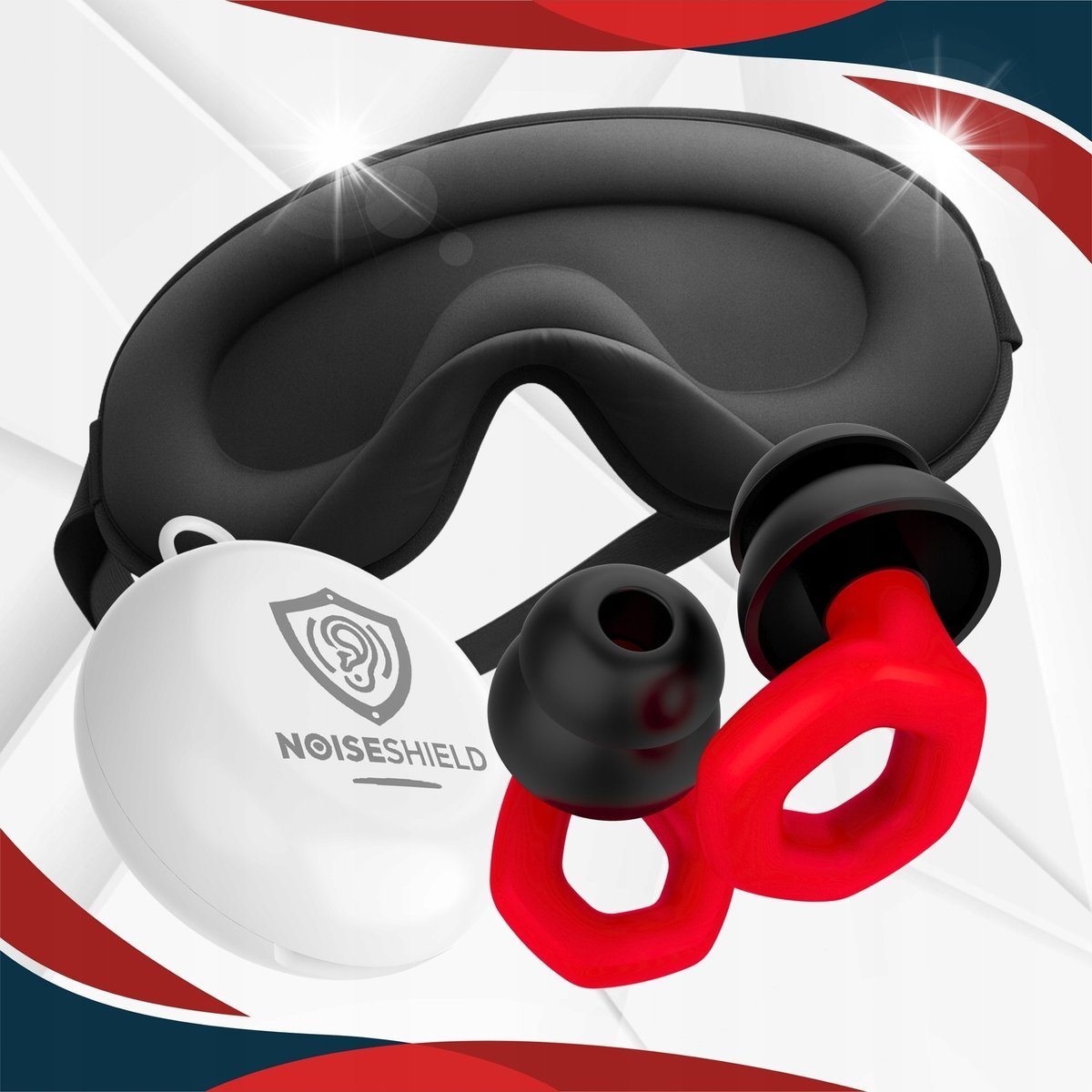 Opaska na oczy 3D zaciemniająca + Zatyczki do uszu silikonowe wielorazowe