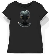 Koszulki i topy damskie - Koszulka damska czarna z motywem szarego kosmity XS - miniaturka - grafika 1