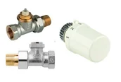 Zawory i kraniki - Zestaw do grzejników bocznozasilanych: głowica Thera 6 T3019W0 + Zawór termostatyczny, prosty, wkładka SX, 1/2" V2020DSX15 + Zawór powrotny, prosty, - miniaturka - grafika 1