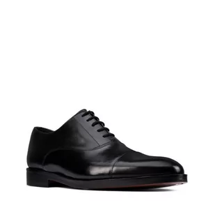 Clarks Oliver Cap 2 [black leather] - rozmiar 45 - Półbuty męskie - miniaturka - grafika 1