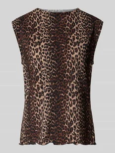 Top o kroju slim fit z efektem krepy model ‘FLORA’ - Koszulki i topy damskie - miniaturka - grafika 1