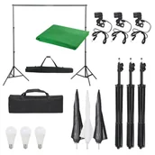 Lampy studyjne - vidaXL Fotograficzny zestaw studyjny z lampami i tłem - miniaturka - grafika 1