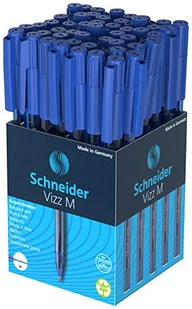Schneider Długopis Vizz 102203 (do łatwego i szybkiego pisania, trzonek w kolorze do pisania, szerokość kreski M) 50 sztuk, niebieski - Długopisy - miniaturka - grafika 1