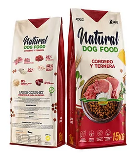 Natural Dog Food Jagnięcina & Cielęcina 15kg. 62% mięsa - Bez kurczaka - Sucha karma dla psów - miniaturka - grafika 2