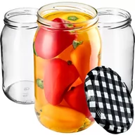 Pojemniki kuchenne - Słoiki Niva 760ml 24 szt. 82mm + wieczka "Czarna Krata" - miniaturka - grafika 1