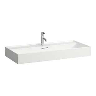 Laufen Kartell Umywalka wisząca lub meblowa 100x46 cm z otworem na baterię z przelewem biała z powłoką LCC H8103374001041 - Umywalki - miniaturka - grafika 1