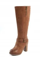 Kozaki damskie - Gabylou Kozaki Damskie Brązowe Na Obcasie Na Zamek 41 Joa - miniaturka - grafika 1