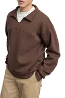 Bluzy męskie - EDIT BY TRENDYOL BLUZA MĘSKA BRĄZOWA DEKOLT SEREK I KOŁNIERZYKIEM L 5DA - miniaturka - grafika 1