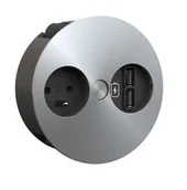 Gniazdka elektryczne - Ładowarka BACHMANN TWIST 1xUTE 1xUSB, wygląd stali nierdzewnej AEH, 2 m - miniaturka - grafika 1