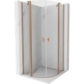 Kabiny prysznicowe - Mexen Mist kabina prysznicowa półokrągła uchylna 80 x 80 cm, transparent, miedź szczotkowana - 8A32-080-080-65-00 - miniaturka - grafika 1