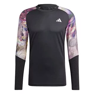 Koszulki męskie - adidas Męski T-shirt (Long Sleeve) Mel Ls Tee, Multicolor/Black, IC0842, M - grafika 1