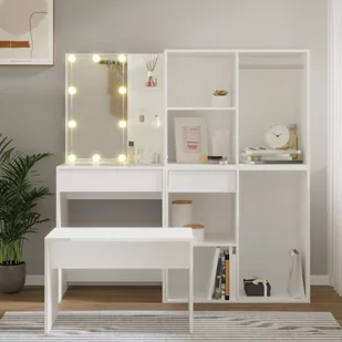 Zestaw z toaletką i oświetleniem LED, biały - Toaletki - miniaturka - grafika 1