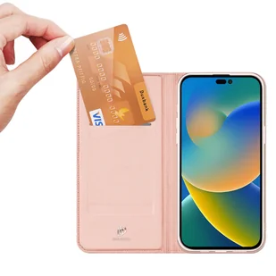 Dux Ducis Skin Pro kabura etui pokrowiec z klapką iPhone 14 Pro Max różowy - Etui i futerały do telefonów - miniaturka - grafika 2