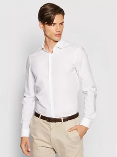 Koszule męskie - Calvin Klein Koszula 2ply Poplin Stretch Slim Shirt K10K103025 Biały Slim Fit - grafika 1