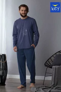 Piżamy męskie - Bawełniana piżama męska z grafiką MNS 744 - grafika 1