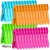 Inne - TEMU 48 szt. kolorowe plastikowe klamerki do prania, wytrzymałe spinacze z gwoździami i małymi koloryzowanymi zębami, klipsy do suszenia na liny, - miniaturka - grafika 1