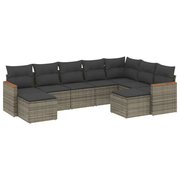 Zestaw wypoczynkowy do ogrodu, modułowy, szary, rattan PE, stal