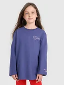 Bluzki dla dziewczynek - 4F Longsleeve oversize z nadrukiem dziewczęcy - granatowy 122 (6-7 lat) - miniaturka - grafika 1