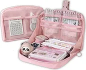 Piórniki - Piórnik Szkolny Saszetka Organizer Na Kredki Jednokomorowy Rozkładany Duży Różowy - miniaturka - grafika 1