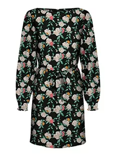 VERO MODA Women's VMNYA Catch LS Smock Short Dress WVN sukienka, czarna/AOP: Neel, XL, czarny/kolor: neel, XL - Sukienki - miniaturka - grafika 1