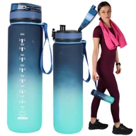 Shakery i bidony sportowe - Bidon na wodę butelka 1000ml z miarką motywacyjną na fitness siłownię lekki - miniaturka - grafika 1