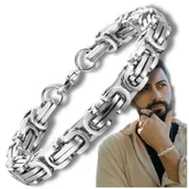 Bransolety męskie - Bransoletka męska stal chirurgiczna srebrna pancerka łańcuch - miniaturka - grafika 1