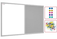 Tablice i flipcharty - Tablica COMBI korkowa szary korek / biała magnetyczna 60x40 rama drewniana lakierowana szara - miniaturka - grafika 1