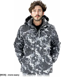 LH-ORKAN-J - męska kurtka ochronna stójka podszyty polarem dopinany kaptur softshell ocieplana wiatro i wodoodporna elastyczna z - moro-szary 3XL - Kurtki męskie - miniaturka - grafika 1