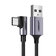 Kable USB - Ugreen Kabel USB do USB-C kątowy US284 3A 3m czarny - miniaturka - grafika 1