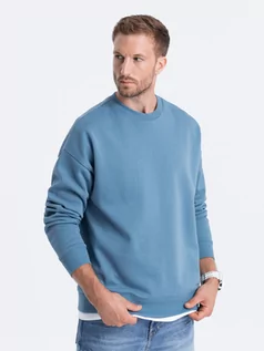 Bluzy męskie - Bluza męska OVERSIZE z imitacją koszulki - niebieska V5 OM-SSNZ-0126 - grafika 1
