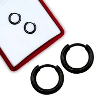 Kolczyki - Kolczyki Czarne Kółeczka Małe 11mm - Czarna Stal Chirurgiczna - miniaturka - grafika 1