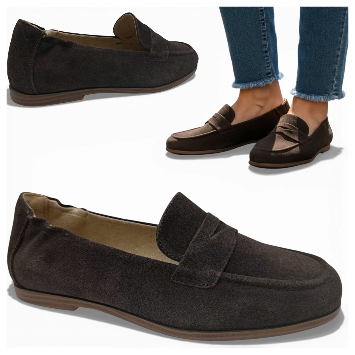 Mokasyny Damskie SKÓRZANE Wsuwane Półbuty Czekoladowe Eleganckie Vinceza 36