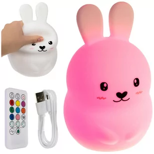 Lampka nocna LED silikonowa dla dzieci 9 kolorów Lampa Króliczek królik + pilot - Lampy stojące - miniaturka - grafika 1