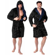 Szlafroki damskie - Tutumi Szlafrok męski Jordan Black Navy L - miniaturka - grafika 1