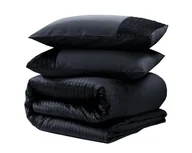 Pościel - 140x220 VELVET BAND czarny mikrofibra kpl pościeli - miniaturka - grafika 1