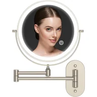 Lusterka do makijażu - 8-calowe lustro do makijażu LED z 3 trybami kolorów, podświetlane lustro powiększające z funkcją automatycznego wyłączania 0,5H, lustro montowane na - miniaturka - grafika 1
