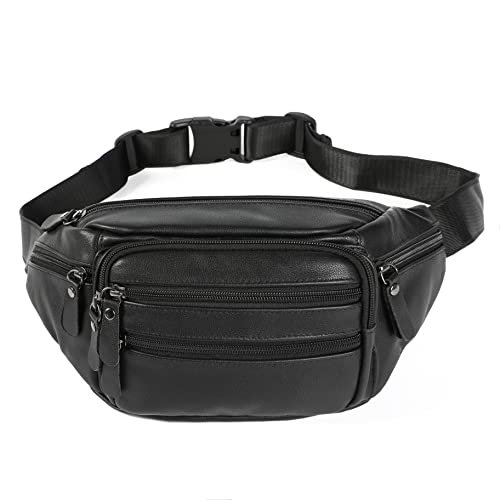 OrrinSports Skórzana torba biodrowa z wieloma kieszeniami nerka dla kobiet mężczyzn codzienne życie i podróż na zewnątrz, 810# Czarny, Free Size, Moda
