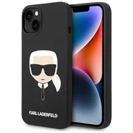Etui i futerały do telefonów - Etui KARL LAGERFELD Silicone Karl's Head do Apple iPhone 14 Plus Czarny - miniaturka - grafika 1