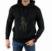 Bluzy damskie - Bluza Ralph Lauren czarna z kapturem duże kolorowe logo 710980338 XL - miniaturka - grafika 1