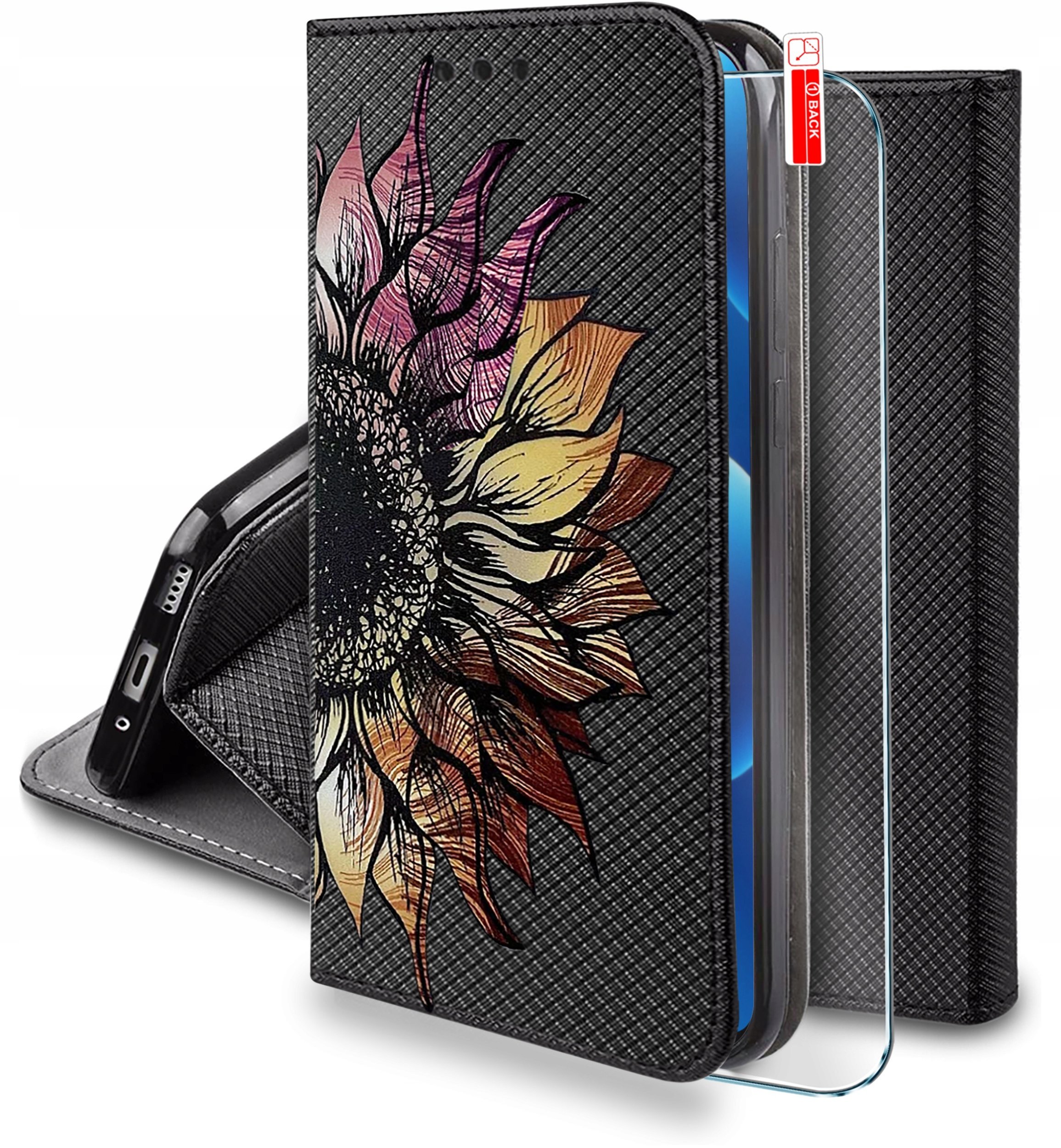 Etui do Xiaomi Redmi Note 14 4G MAGNET WZORY CASE PORTFEL + SZKŁO 9H