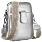 Torebki damskie - Saszetka miejska damska 2w1 na ramię na biodra nerka damska na telefon skóra ekologiczna Rovicky, srebrny - miniaturka - grafika 1