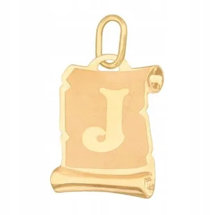 Złota Przywieszka 585 Literka J Papirus 0.50 g Rodium - Wisiorki - miniaturka - grafika 1