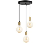 Lampy sufitowe - Żyrandol na lince MIROS 3xE27/60W/230V okrągły czarny/złoty - miniaturka - grafika 1