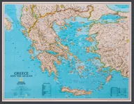 Mapy i plansze edukacyjne - National Geographic, Grecja. Classic. Mapa ścienna polityczna na podkładzie w drewnianej ramie, 1:1 494 000 - miniaturka - grafika 1