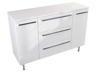 Szafka Stojąca Z Blatem ATH 120 cm D - Biały Wysoki Połysk - Uchwyty Chromowane - Szafki łazienkowe - miniaturka - grafika 1